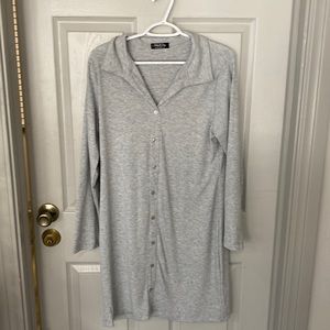 Button up body con long sleeve mini dress